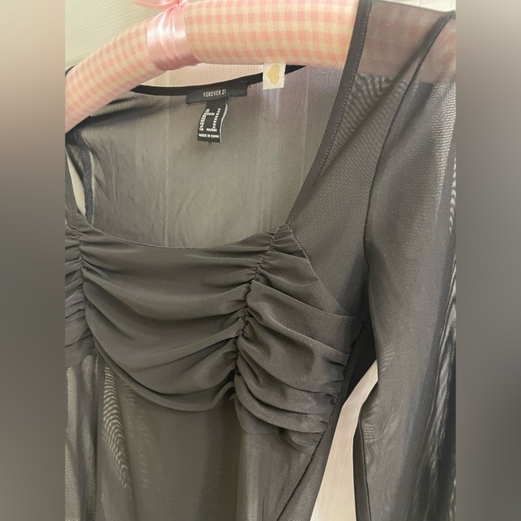 Forever 21 Black Sheer Bodysuit, M - Picture 2 of 7